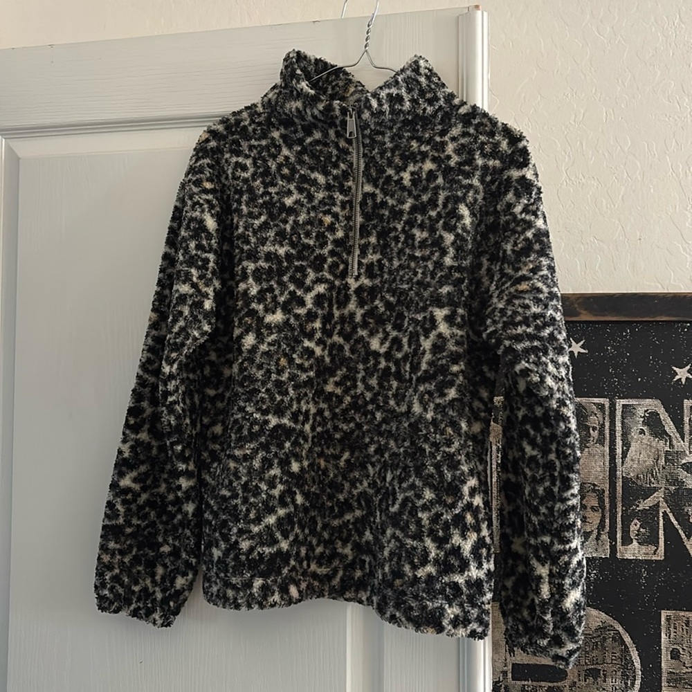 Loft leopard quarter zip fleece